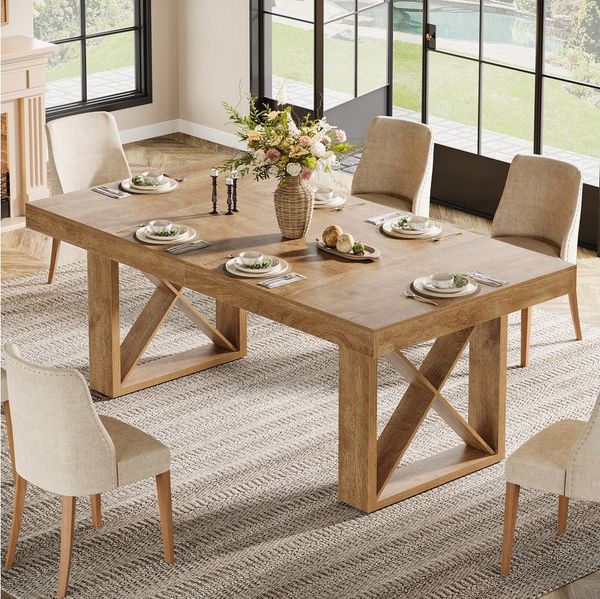 Tribesigns Esstisch 160 cm Esstisch für 4-6 Personen, Landhaus-Design mit massiver Optik