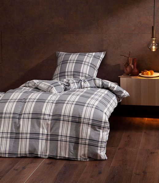 Dormabell Flanell Bettwäsche 155x220 cm Karo kariert silber grau beige 21260