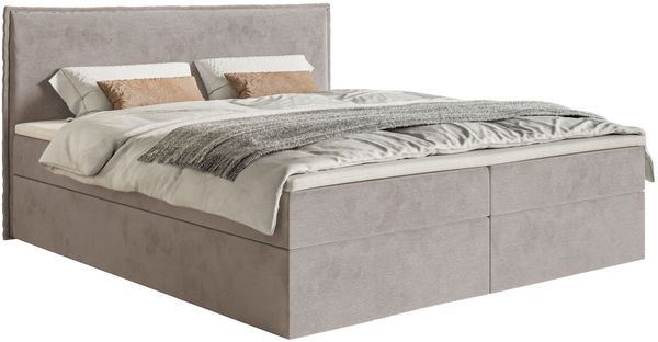 Selsey 'Softie' Boxspringbett 160x200 cm mit Topper und Stauraum, Velours wasserabweisend, Graubraun