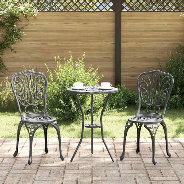 vidaXL Garten Bistro Set 3 pcs Schwarz Aluminium 42002383