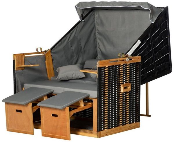 Outsunny Strandkorb für 2 Personen mit neigbarer Rücklehne 118 x 79 x 160 cm