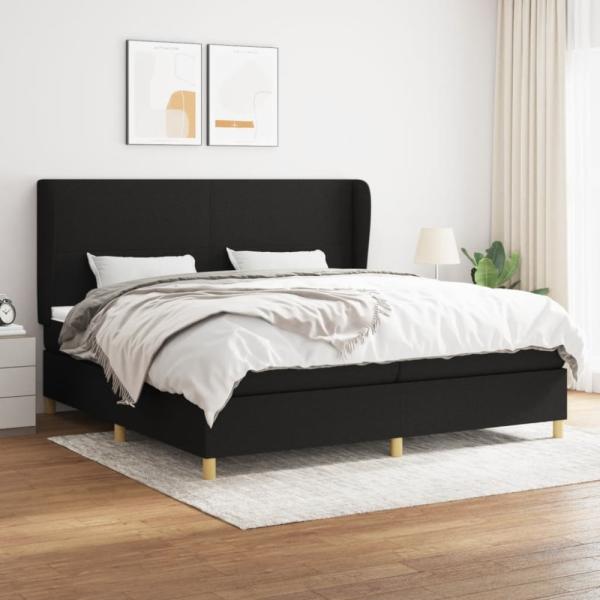 Boxspringbett mit Matratze Stoff Schwarz 200 x 200 cm, Härtegrad: H2 [3128391]