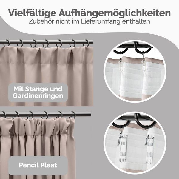 Blumtal Verdunkelungsvorhang Verdunkelungsvorhang 2er-Set Thermovorhang Wärme- & Kälteisolierend, OEKO TEX Zertifiziert mit Kräuselband Bild 2