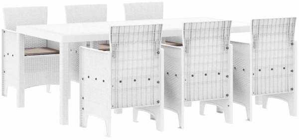 vidaXL Garten Essgruppe 7 pcs Weiß Polypropylen 3378723