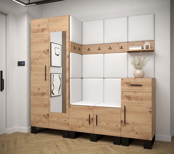 ABIKS MÖBEL Garderoben-Set ARTIN Set 13 Garderobe mit gepolsterten Paneelen, Industriell Design