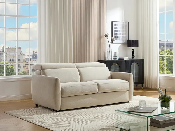 Vente-unique - SOVALI Sofa Stoff Beige - B 224 cm112 cm x H 83,5 cm x L 191 cm