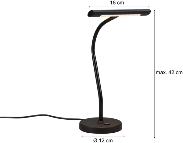 TRIO Leuchten 'Curtis' LED-Schreibtischleuchte, dimmbar, Metall schwarz Bild 4