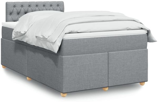 vidaXL Boxspringbett mit Matratze Hellgrau 120x190 cm Stoff 3286626
