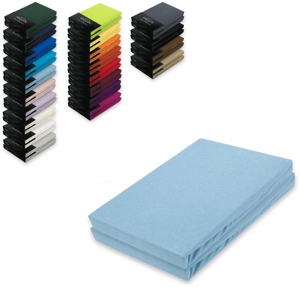 Jersey Spannbettlaken Doppelpack 120 x 200 cm Hellblau