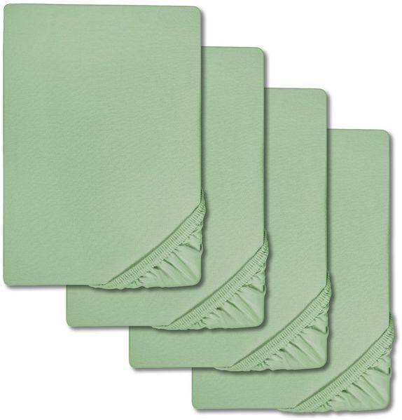 Spannbettlaken Microfaser Interlock-Jersey grün 90 x 190 - 100 x 200 cm 180 x 200 - 200 x 200 cm im 4er-Pack