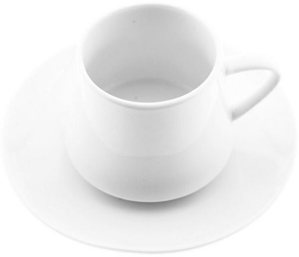 Mulex 12 Tlg. Set Mokkatassen mit Untertassen aus Porzellan Mokkaservice 100 ml Weiß