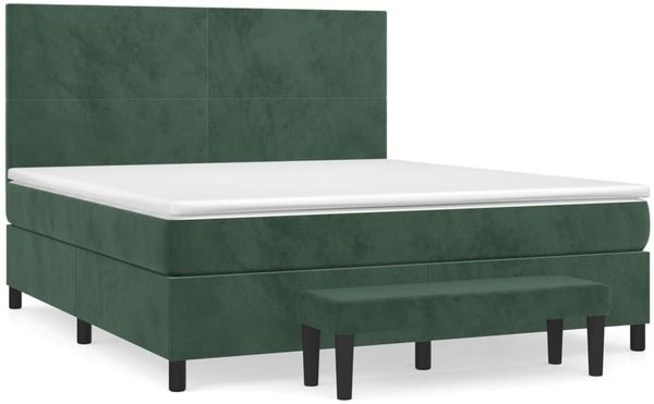 vidaXL Boxspringbett mit Matratze Dunkelgrün 180x200 cm Samt 3137740