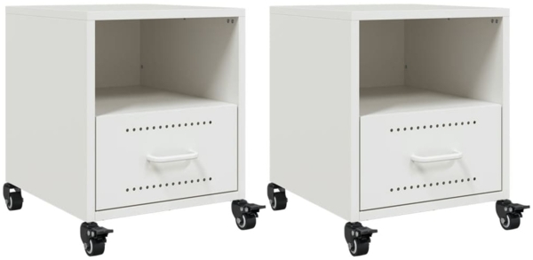 vidaXL Nachttische 2 Stk. Weiß 36x39x43,5 cm Stahl 846715