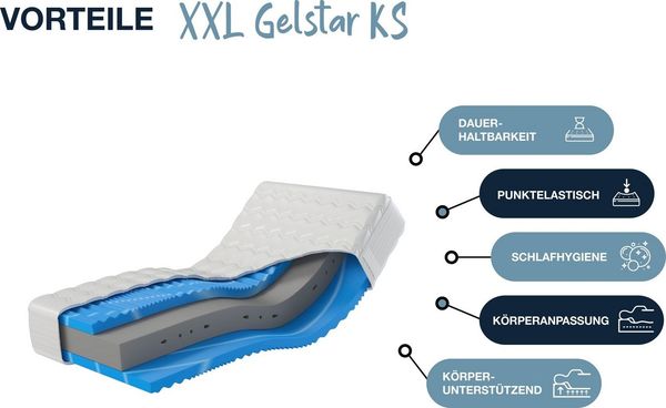 Hn8 Kaltschaum-Matratze "XXL Gelstar KS", H2, 120 x 200 cm, Höhe: ca. 25 cm Bild 2