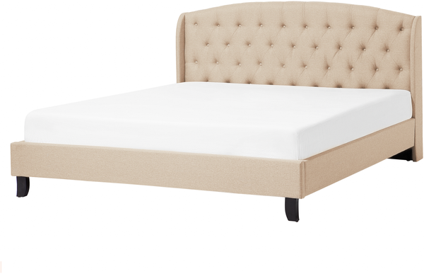 Polsterbett 'BORDEAUX' Leinenoptik mit Lattenrost Beige 140x200 cm