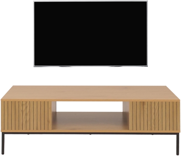 TV-Rack HWC-O39, TV-Board Fernsehtisch Lowboard TV-Schrank Ablage, Melamin MDF 39x120x60cm ~ natur