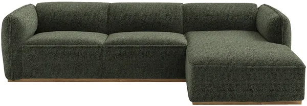 Vente-unique - CANOBRU Sofa Holz, PlatteStoff Grün - B 167 cm x H 74 cm x L 272 cm