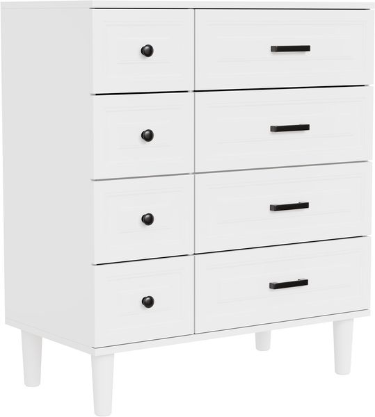 HOMAVO DG3 Kommode mit 8 Schubladen-75x40x87cm, Moderne Weiß