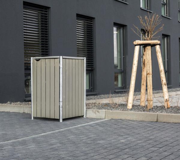 Hide Holz Mülltonnenbox für 1 Mülltonne 240 Liter | Grau | 81x70x115 cm