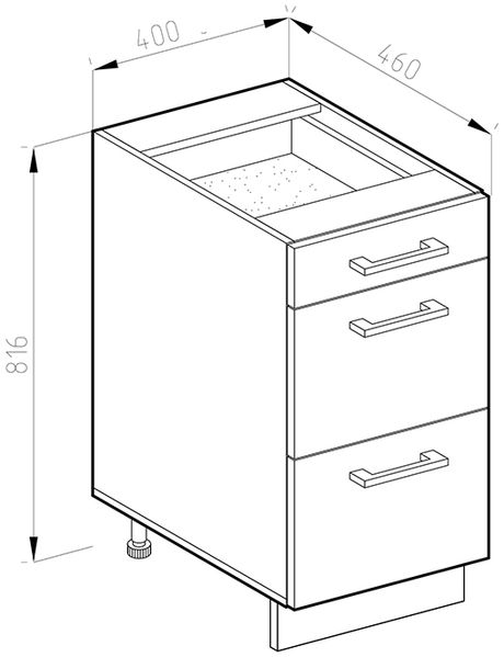 Küchenunterschrank R-Line Goldkraft Eiche 40 cm mit Schubladen, ohne Arbeitsplatte Vicco Bild 3