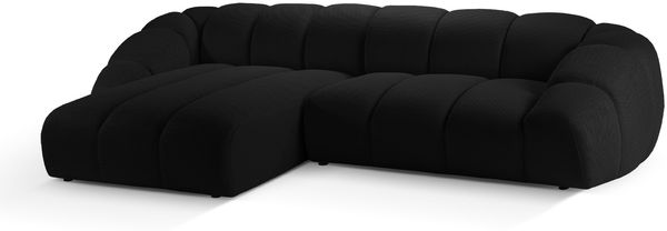 Micadoni Ecksofa Diana 4-Sitzer Links 3D-Stoff Schwarz Bild 2