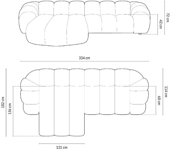 Micadoni Ecksofa Diana 4-Sitzer Links 3D-Stoff Schwarz Bild 6