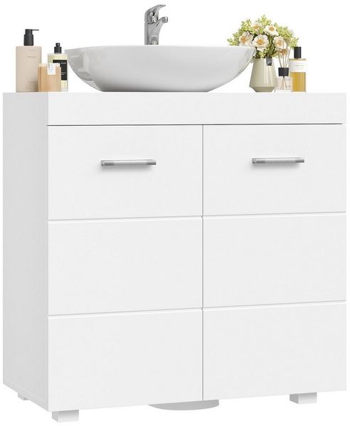 Homfa Waschbeckenunterschrank Unterschrank Badezimmerschrank mit 2 Türen, weiß, 60x31x60cm