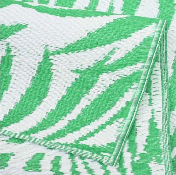 TaraCarpet Teppich TaraCarpet Outdoor Teppich Santa Monica wetterfest, rechteckig, Höhe: 3 mm, Kurzflor grün weiß Blätter Balkon Garten Terrasse Camping 120x170 cm Bild 3