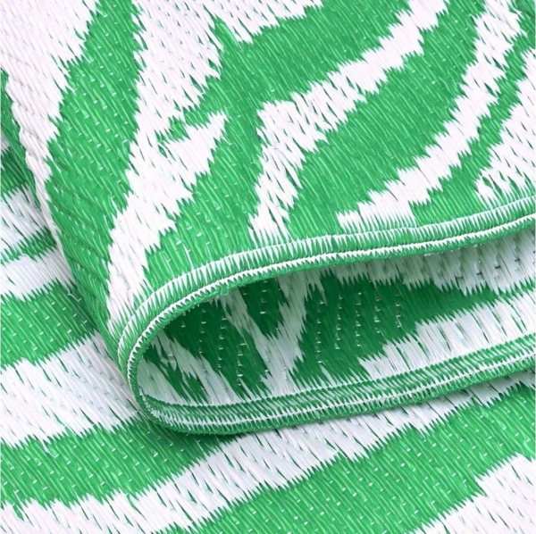 TaraCarpet Teppich TaraCarpet Outdoor Teppich Santa Monica wetterfest, rechteckig, Höhe: 3 mm, Kurzflor grün weiß Blätter Balkon Garten Terrasse Camping 120x170 cm Bild 2