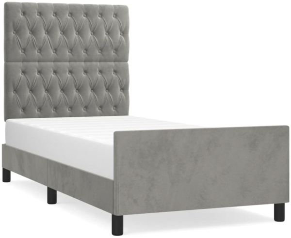 Bettgestell mit Kopfteil Samt Hellgrau 100x200 cm