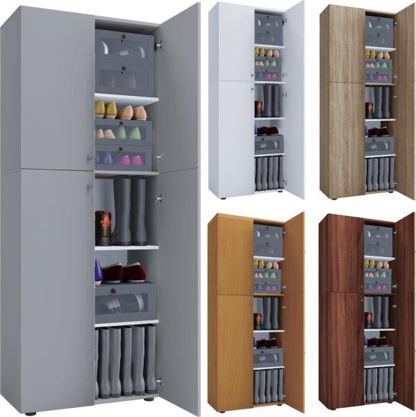 VCM Schuhschrank Lona 914112 Grau B. 70 x H. 184 x T. 40 cm