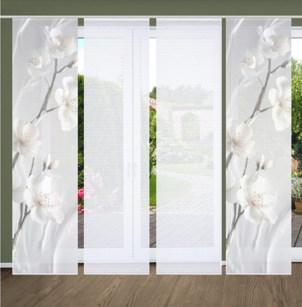 HOME in green Schiebegardine LAIRA Schiebegardine recyceltes Polyester, 245x60 cm, Blumendruck, (4 St), Polyester (recycelt) Polyester