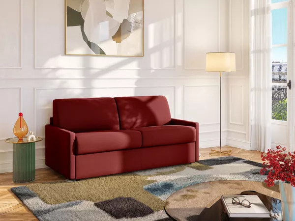 Schlafsofa 2-Sitzer CALIFE - Rot - Liegefläche: 120 cm - Matratzenhöhe: 22 cm