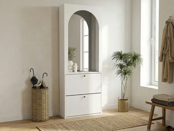 Vente-unique - CYMORA Ordnungshelfer Holz, Platte Weiß - B 25 cm x H 193,1 cm x L 74 cm