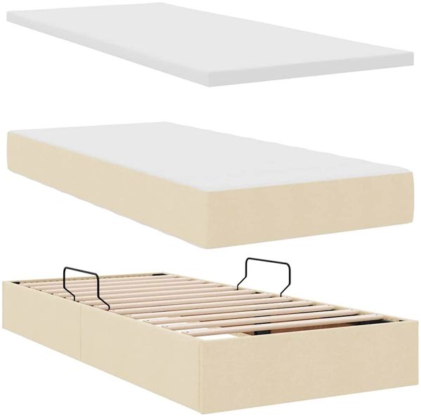 vidaXL Bett mit LED-Lichtleisten mit Kopfteil Creme 180 x 200 cm Stoff 3372837 Bild 9