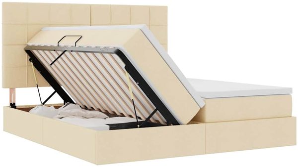 vidaXL Bett mit LED-Lichtleisten mit Kopfteil Creme 180 x 200 cm Stoff 3372837 Bild 8