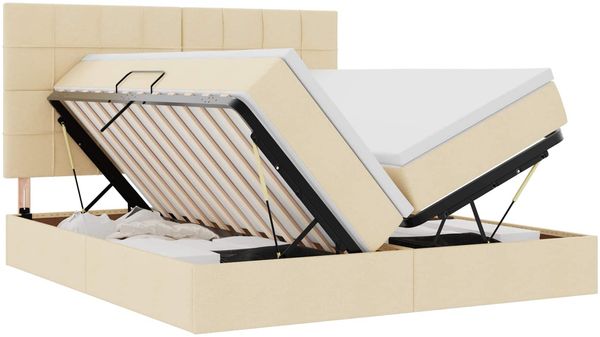 vidaXL Bett mit LED-Lichtleisten mit Kopfteil Creme 180 x 200 cm Stoff 3372837 Bild 2