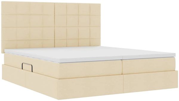vidaXL Bett mit LED-Lichtleisten mit Kopfteil Creme 180 x 200 cm Stoff 3372837 Bild 6
