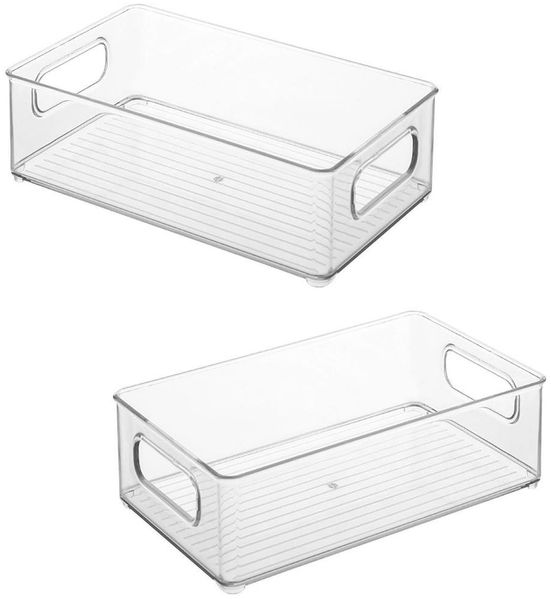 BAYLI Pizzaschneider 2er Set - Kühlschrank Organizer Stapelbar, Aufbewahrungsbox für die