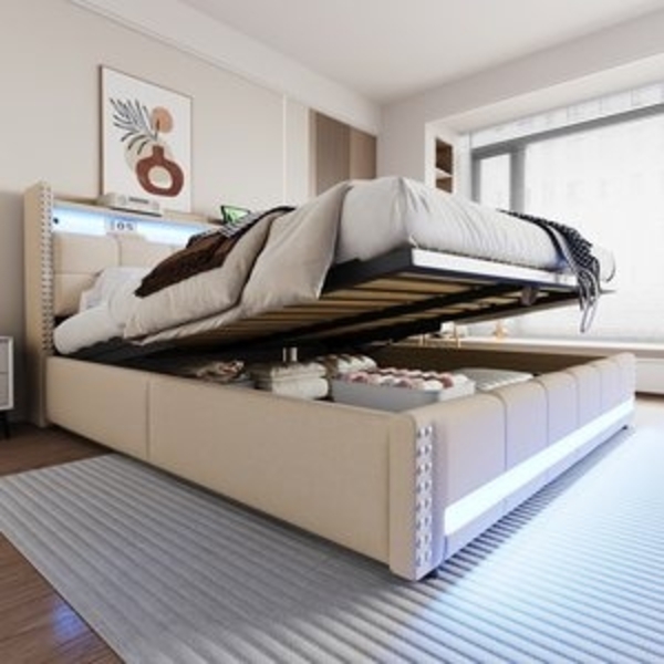 STILVORA Polsterbett 180X200 mit matratze,Boxspringbett mit Bettkasten,LED & USB-Steckdose (180x200 cm mit LED-Farbwechsel, USB-Ladeanschluss und hydraulischem Stauraum, für Kinderzimmer und Jugendzimmer), mit Matratze Bild 6