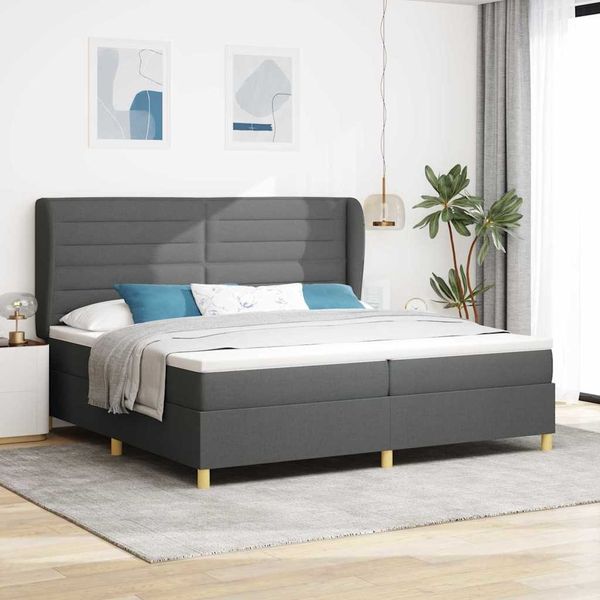 vidaXL Boxspringbett mit Matratze Dunkelgrau 200 x 200 cm Stoff 3340712