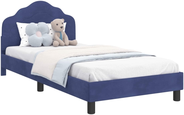 vidaXL Kinderbettgestell mit Kopfteil Polizeiblau 80x200 cm Samt 42010949