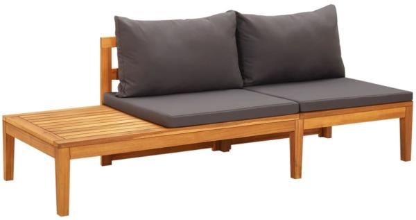 vidaXL Gartenbank mit Tisch & Dunkelgrauen Kissen Massivholz Akazie 316319
