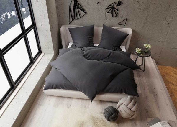 TENCEL™ Lyocell Bettwäsche anthrazit Garnitur 135x200 + 80x80