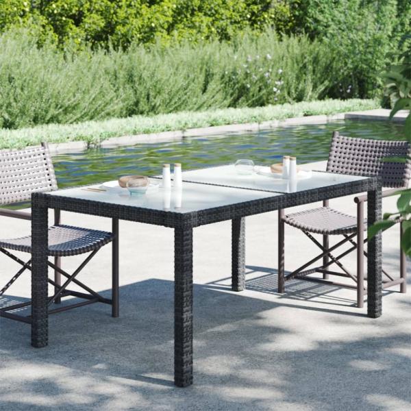 vidaXL Gartentisch 150x90x75 cm Gehärtetes Glas Poly Rattan Schwarz 316705