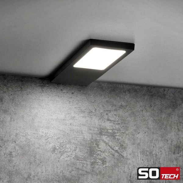SO-TECH® LED Unterbauleuchte LED Möbelleuchte GIULIA II, stufenlos dimmbar, LED fest integriert, Neutralweiß, 1er Set neutralweiß ohne Sensor inkl. 33W Trafo, schwarz