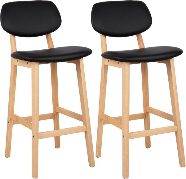 Barstuhl 2er-Set, gepolsterte aus Kunstleder schwarz