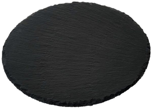 Dragimex Getränkeuntersetzer SCHIEFER-DEKOPLATTE. RUND. 20cm. Kanten GEBROCHEN.