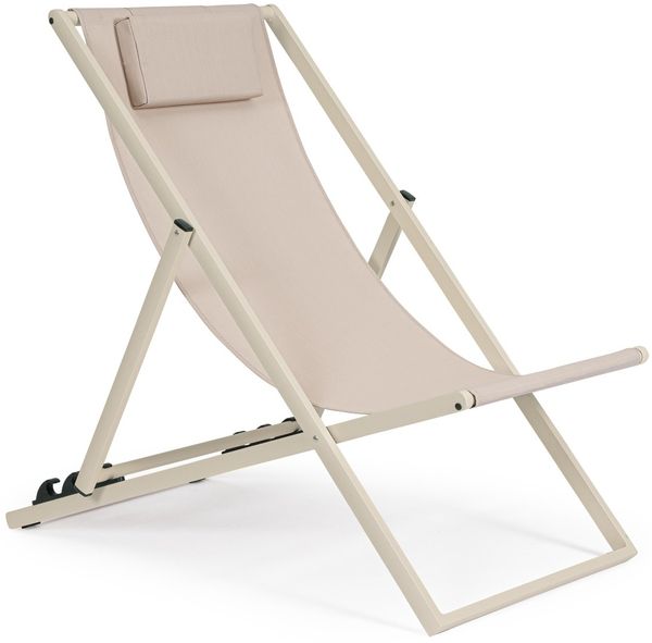 Liegestuhl Orltay 2er-Set aus Aluminium, modern, verstellbare Rückenlehne, beige Whisper, Outdoor
