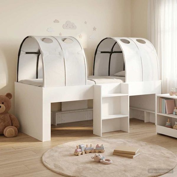vidaXL Hochbett für Kinder mit Tunnel Weiß Holzwerkstoff 3423539